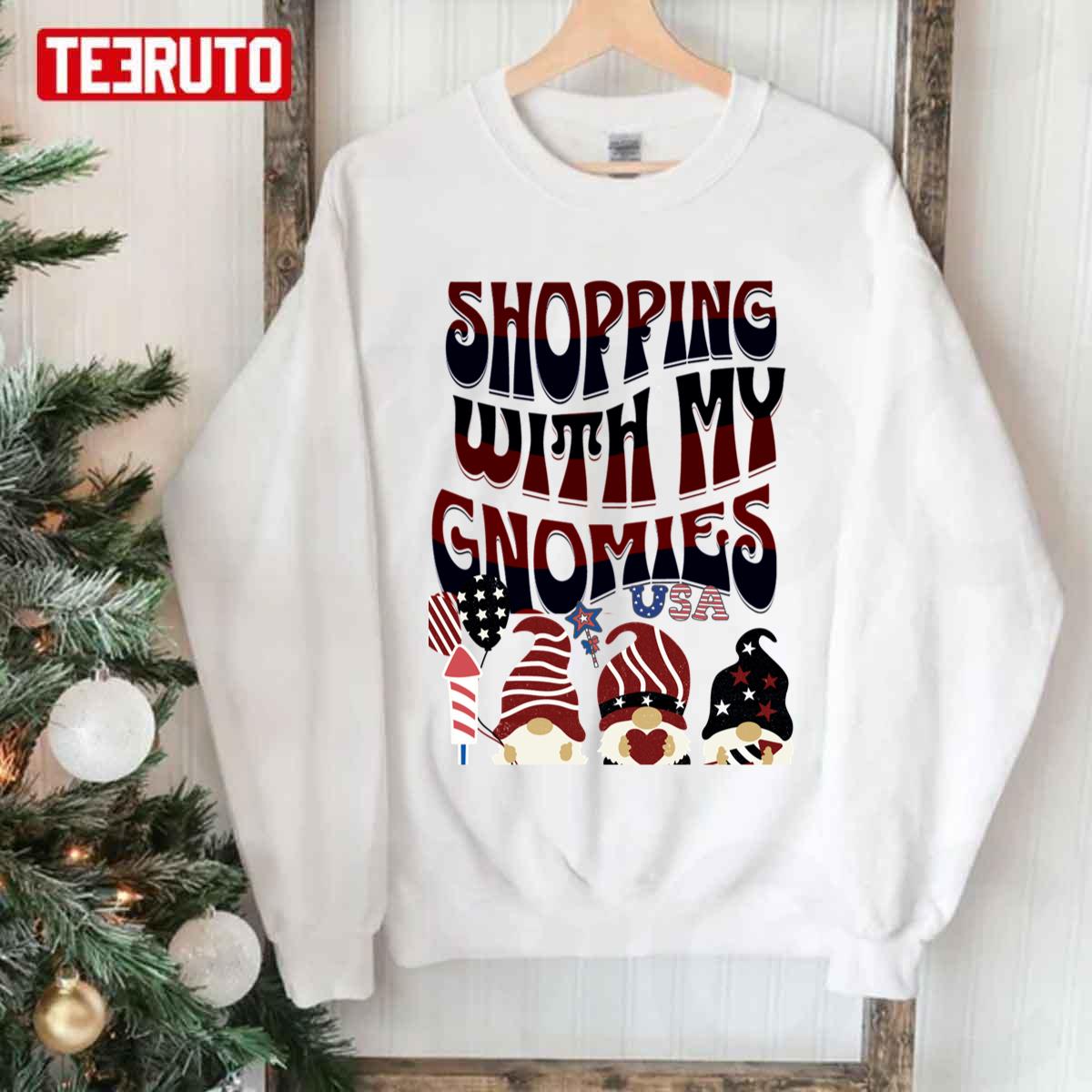 Usa Christmas Shopping With My Gnomies Unisex Sweatshirt