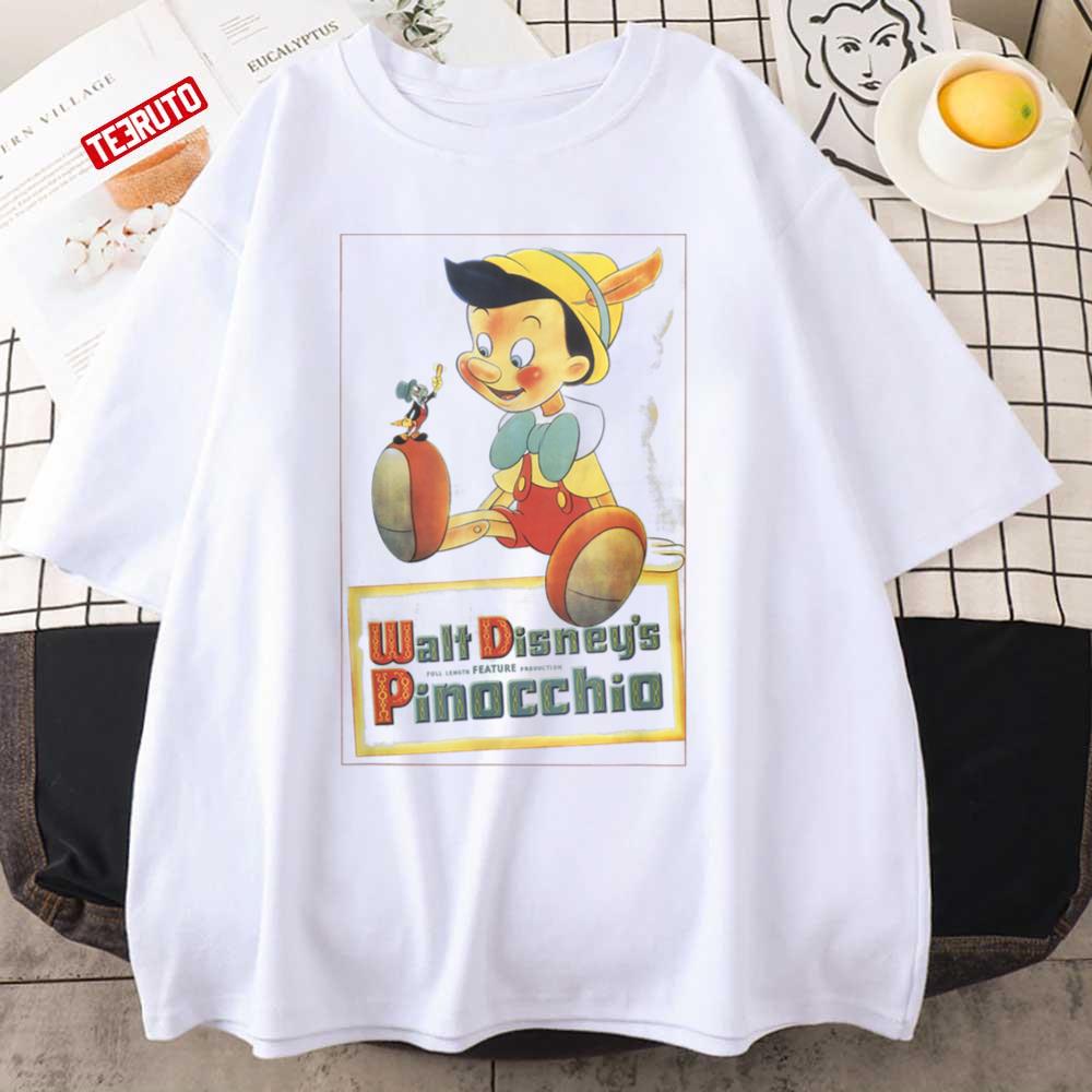 Walt Disney’s Pinocchio Vintage Portrait Retro Unisex T-shirt