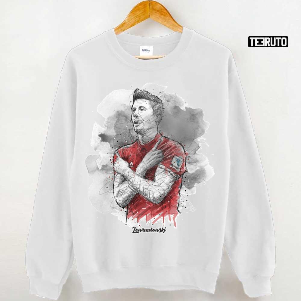 Watercolor Robert Lewandowski Fanart Football Unisex Sweatshirt