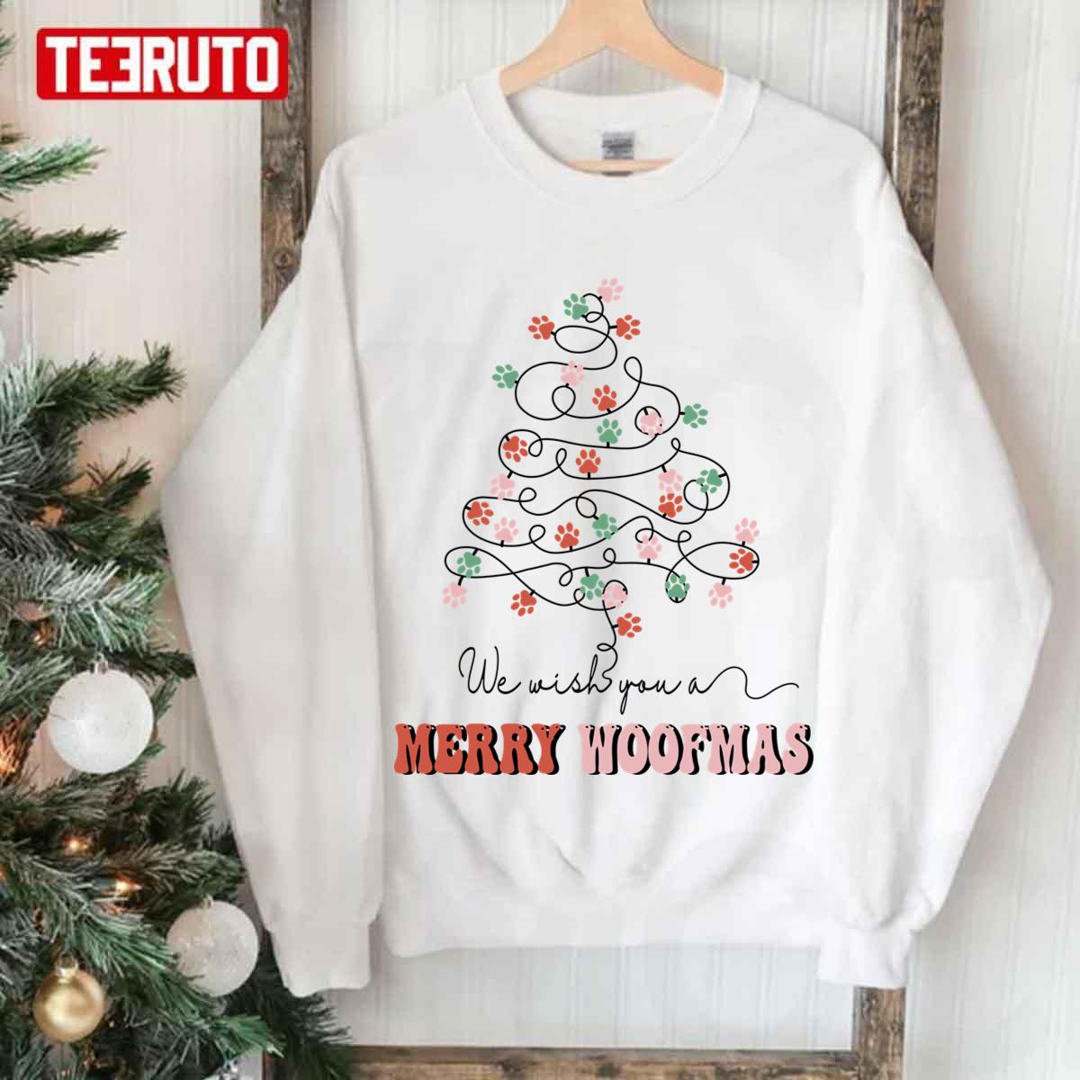We Wish You A Merry Woofmas Christmas Tree Unisex Sweatshirt