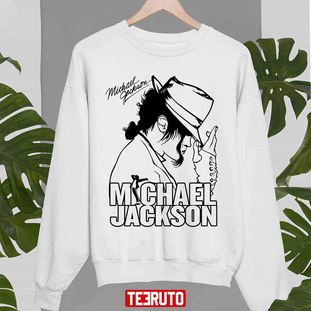 White Outline Art Michael Jackson King Of Pop Unisex Sweatshirt