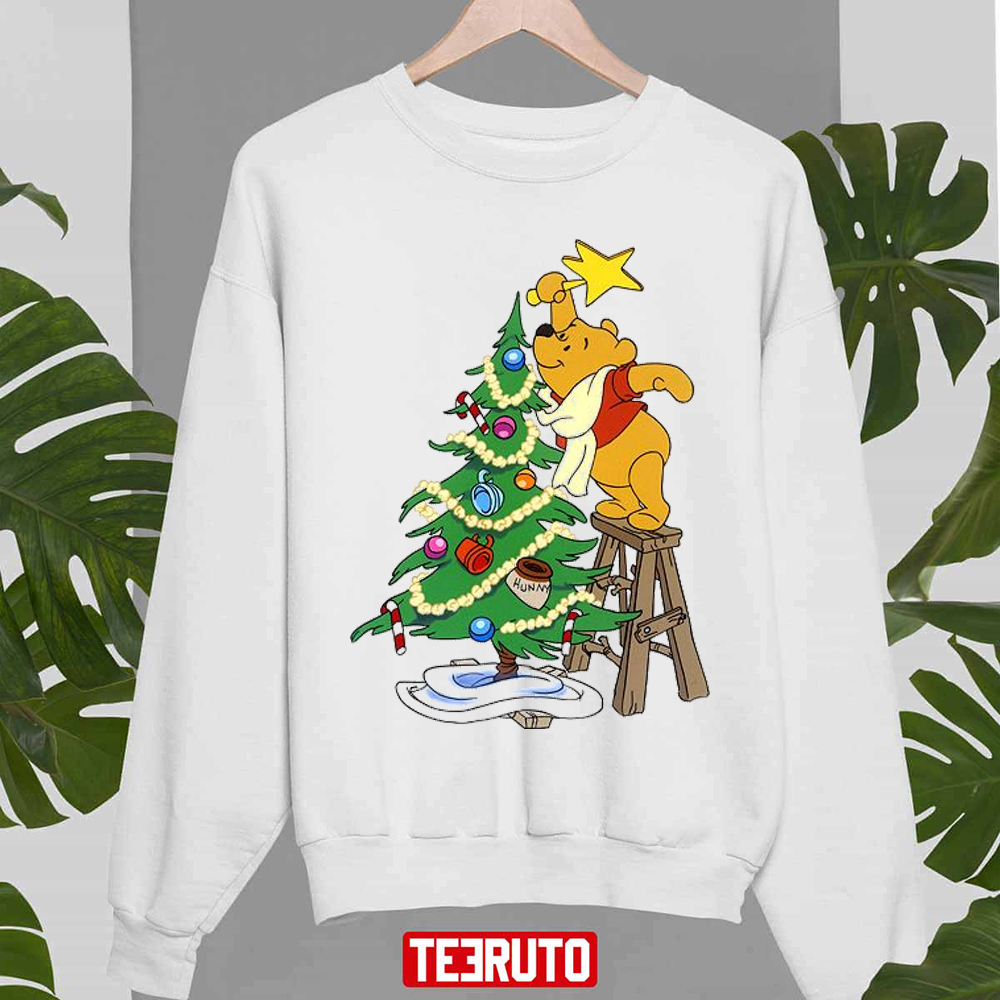 Winnie Decorating Christmas Tree Winnie The Pooh Unisex Sweatshirt