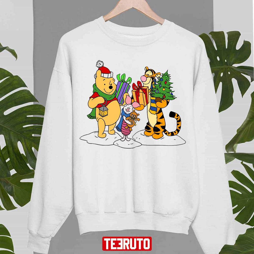 Winnie The Pooh Chrustmas Design Characters Piglet Tigger Unisex Sweatshirt