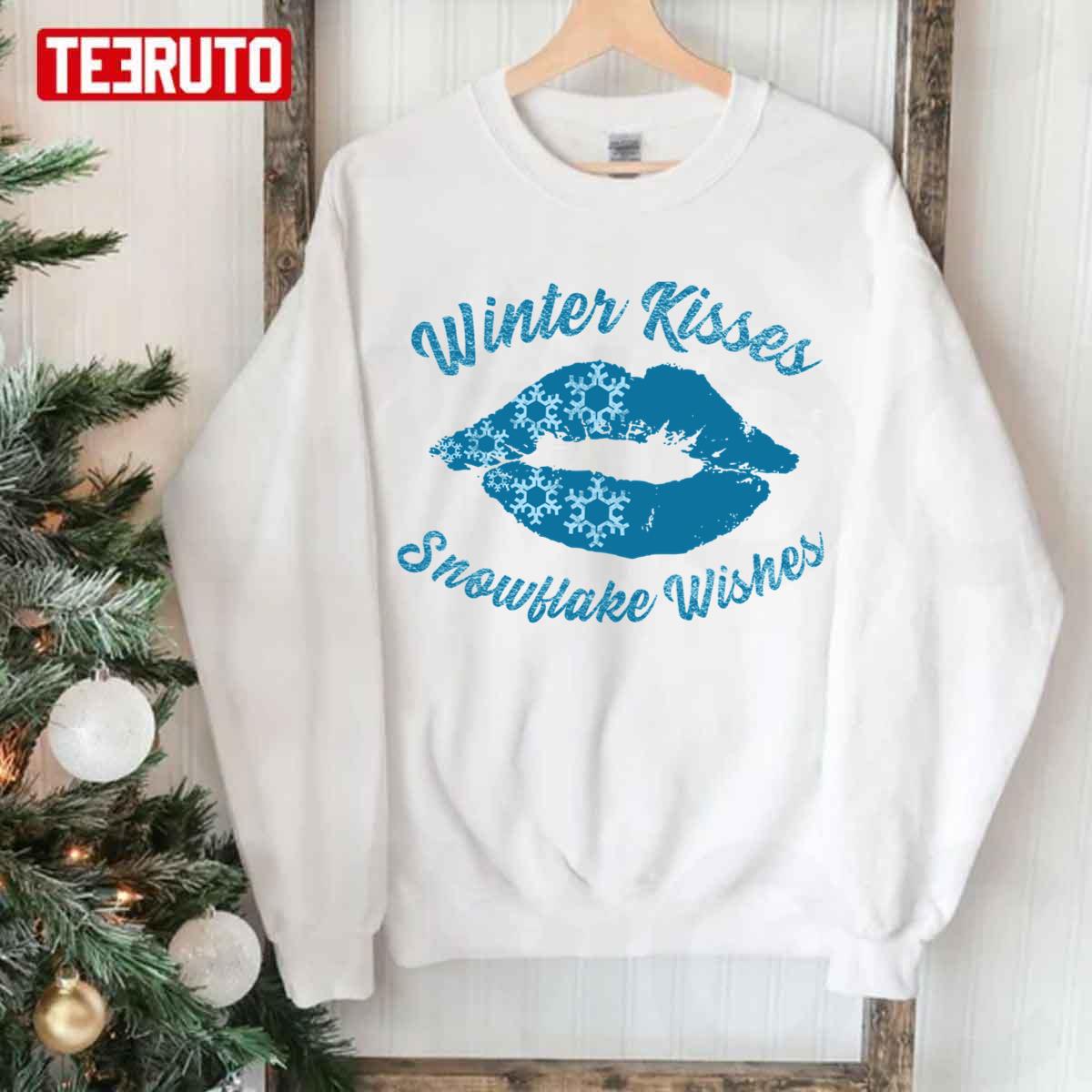 Winter Kisses Snowflake Wishes Unisex Sweatshirt