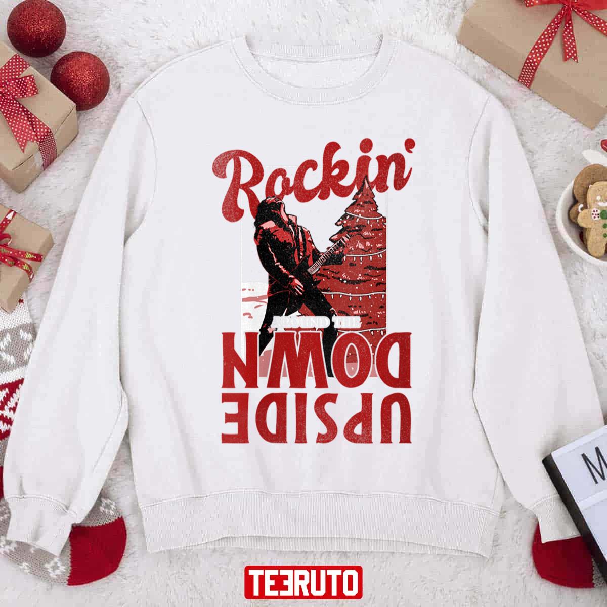 Womens Stranger Things Christmas Eddie Munson Rockin’ Upside Down Unisex Sweatshirt