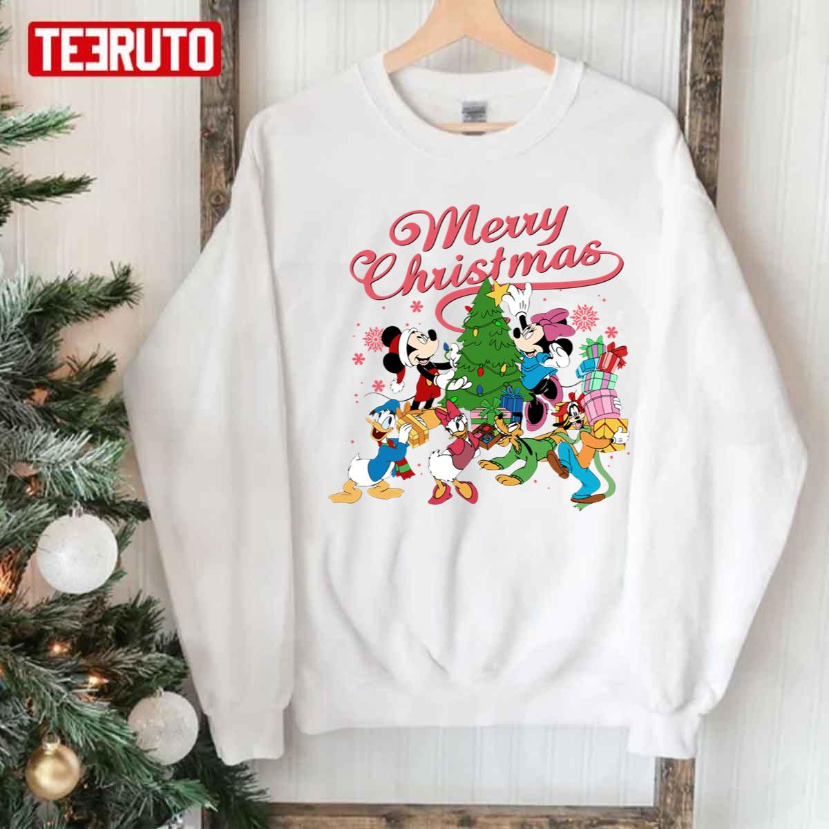 Xmas Friends Christmas Tree Disney Pluto And Mickey Mouse Unisex Sweatshirt