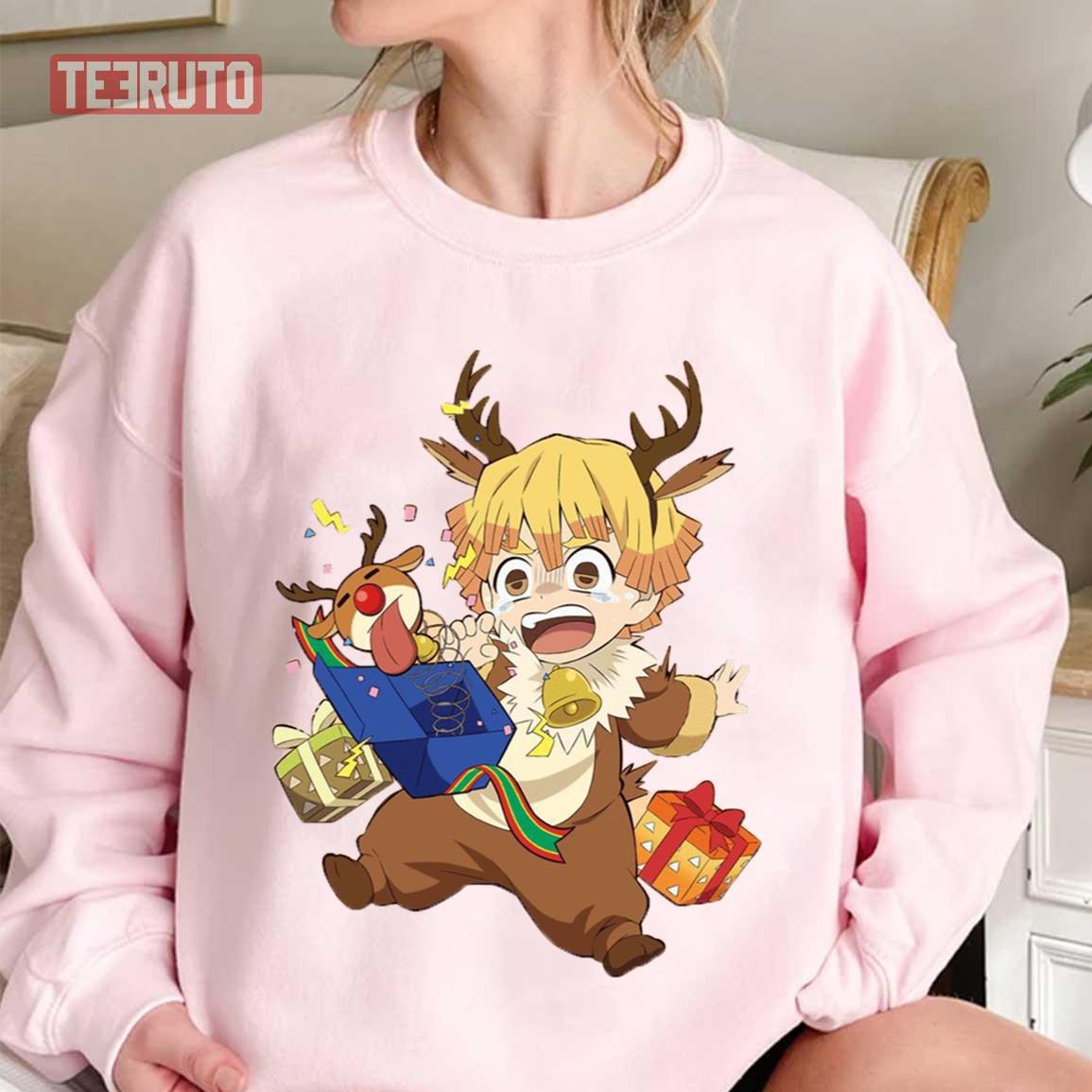 Zenitsu Agatsuma Demon Slayer Reindeer Christmas Unisex Sweatshirt