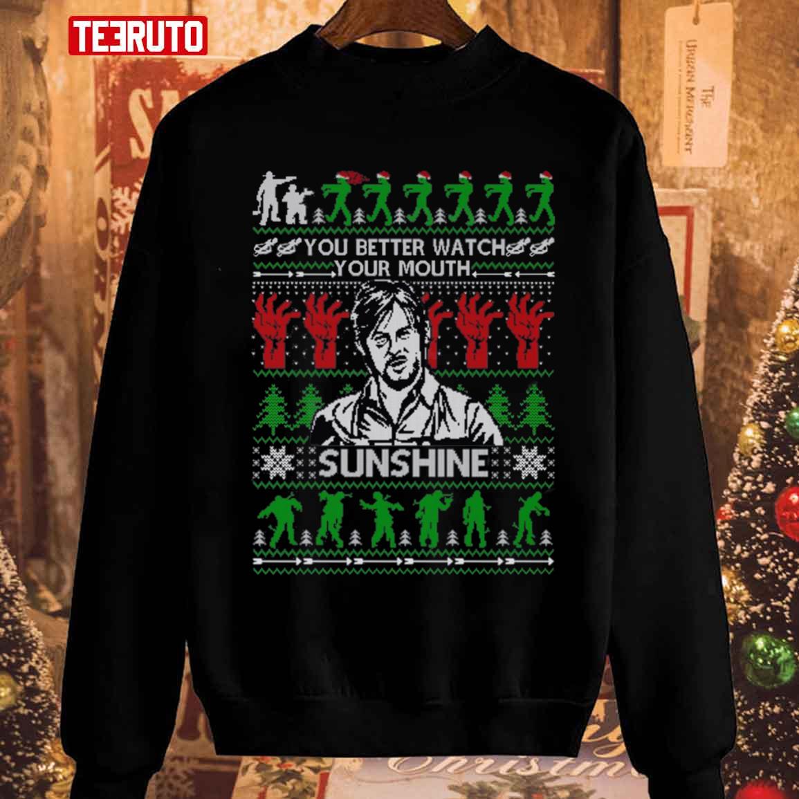 Zombie Christmas Pattern Daryl In The Walking Dead Unisex Sweatshirt