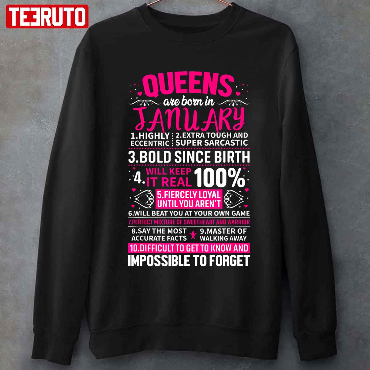 10 Notes About Queens Are Born In January Unisex Sweatshirt