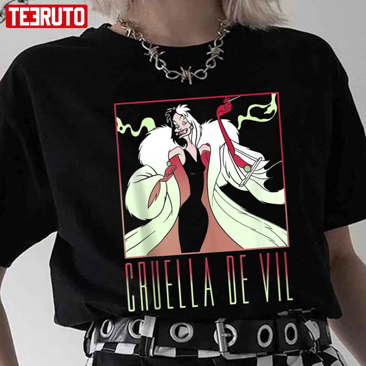 101 Dalmatians Cruella Devil Portrait Box Up Unisex T-Shirt