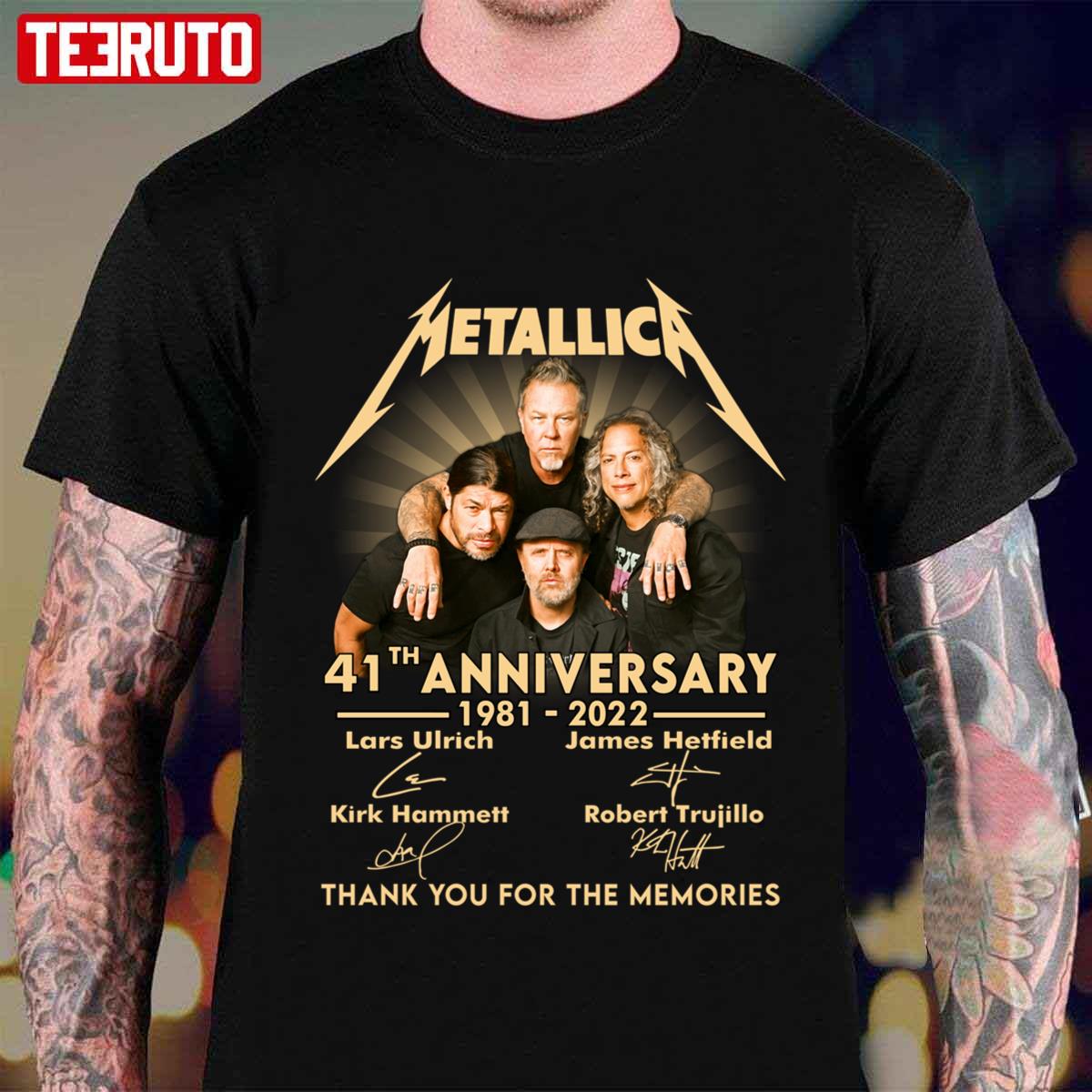 41th Anniversary Metalica Band 1980 2022 Thank You For The Memories Signatures Unisex T-Shirt