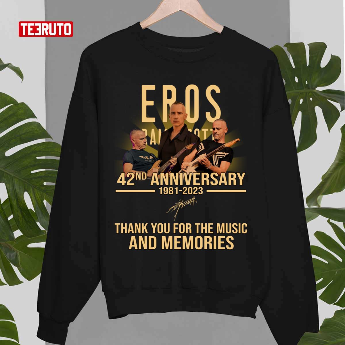 42nd Anniversary Eros Ramazzotti 1981 2023 Thank You For Memories Signature Unisex Sweatshirt