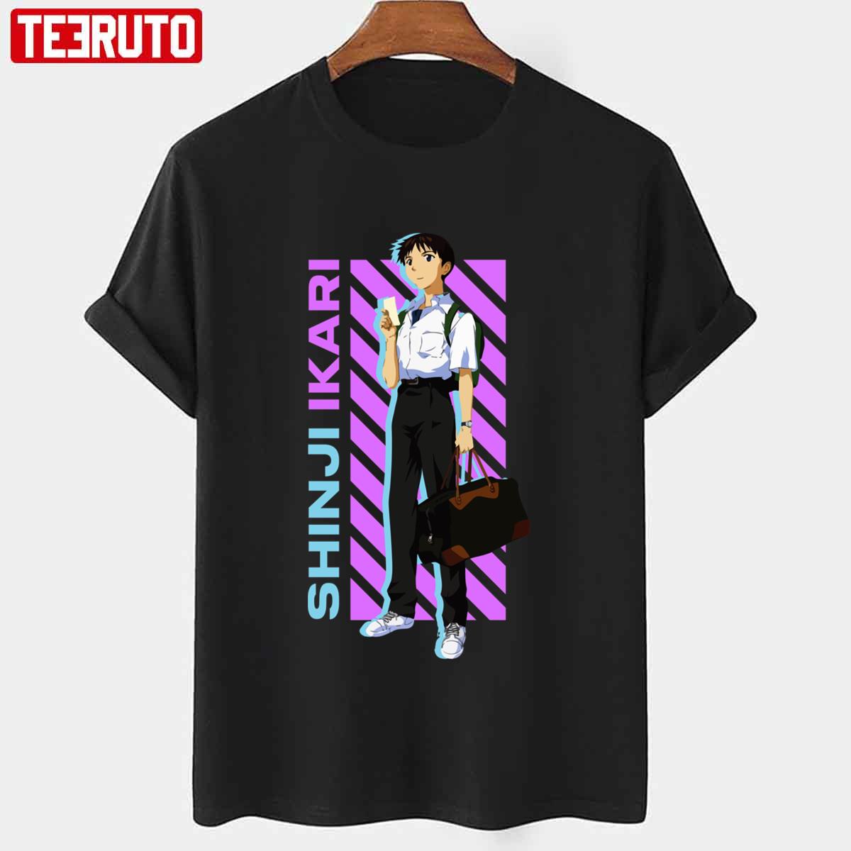 Aesthetic Color Stripe Shinji Ikari Neon Genesis Evangelion Unisex T-Shirt