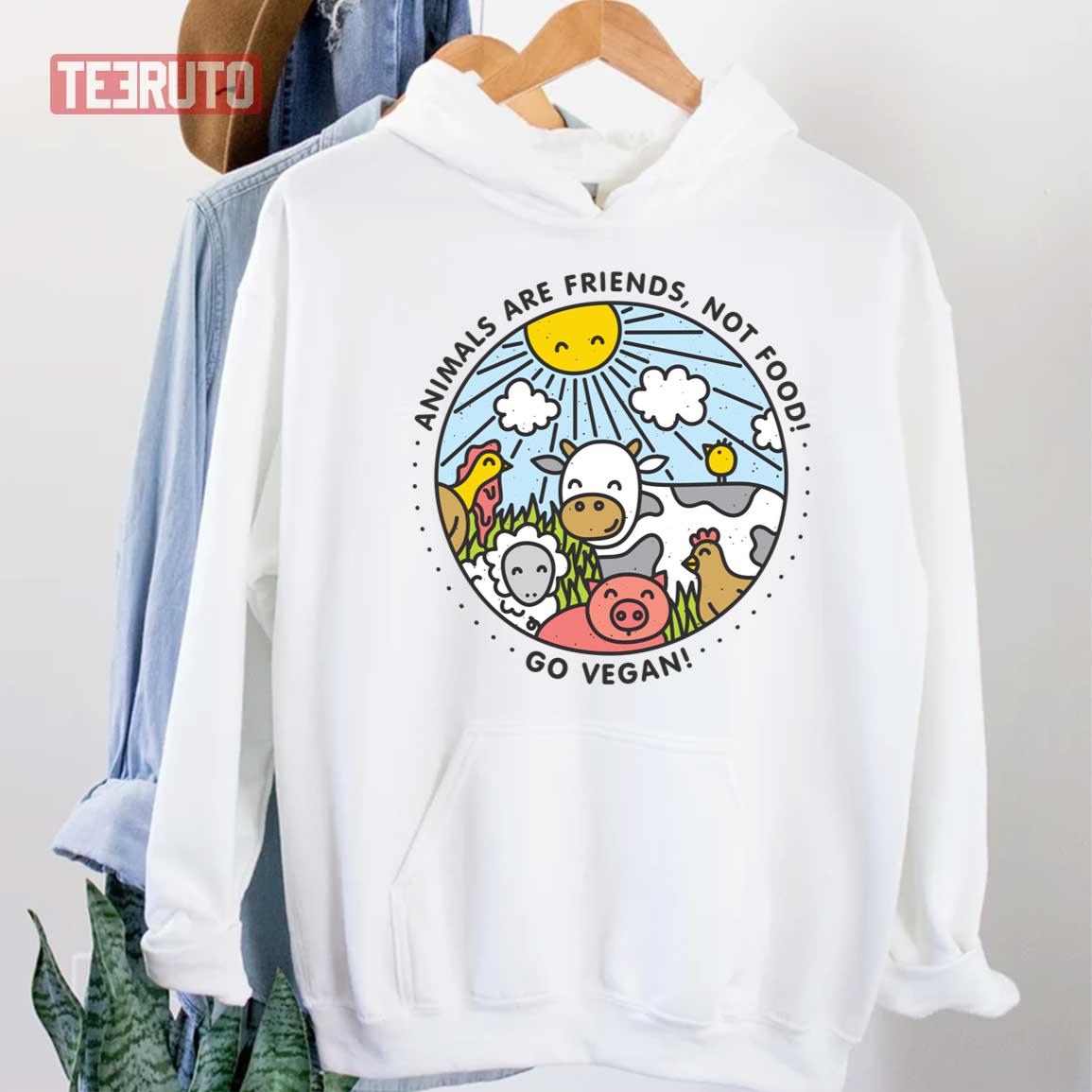 Animals Are Friends Not Food Go Vegan Unisex Hoodie