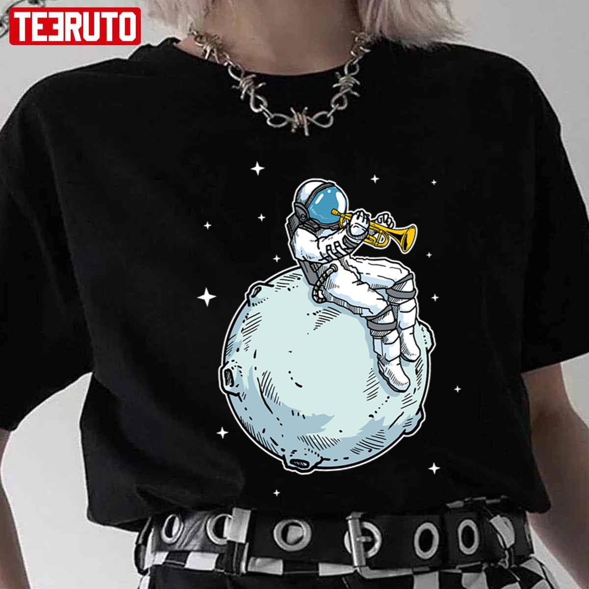 Astronaut Spielt Trompete Musik Unisex T-Shirt