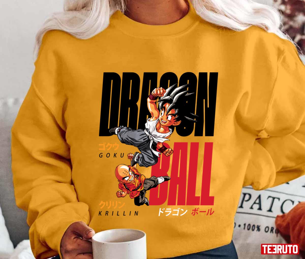 Awesome Dragon Ball Young Goku And Krillin Japanese Typo Design Light ...