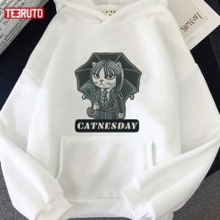 Catnesday Vol2 Wednesday Netflix Parody Cute Fanart Unisex Hoodie