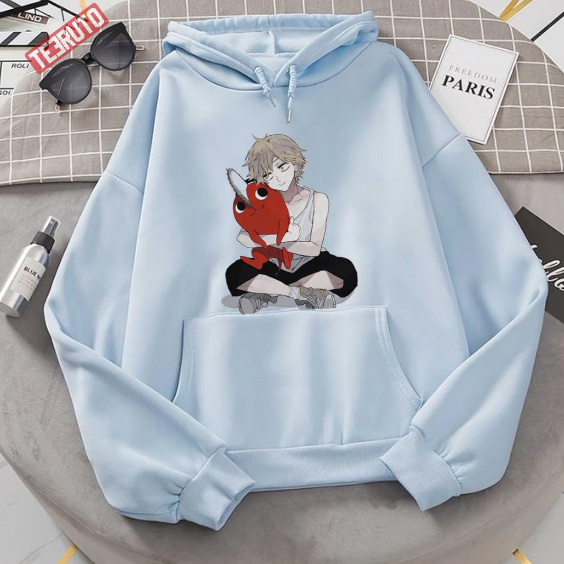 Chainsaw Man X Jujutsu Kaisen Toge Inumaki Hugging Pochita Unisex Hoodie Teeruto 0454