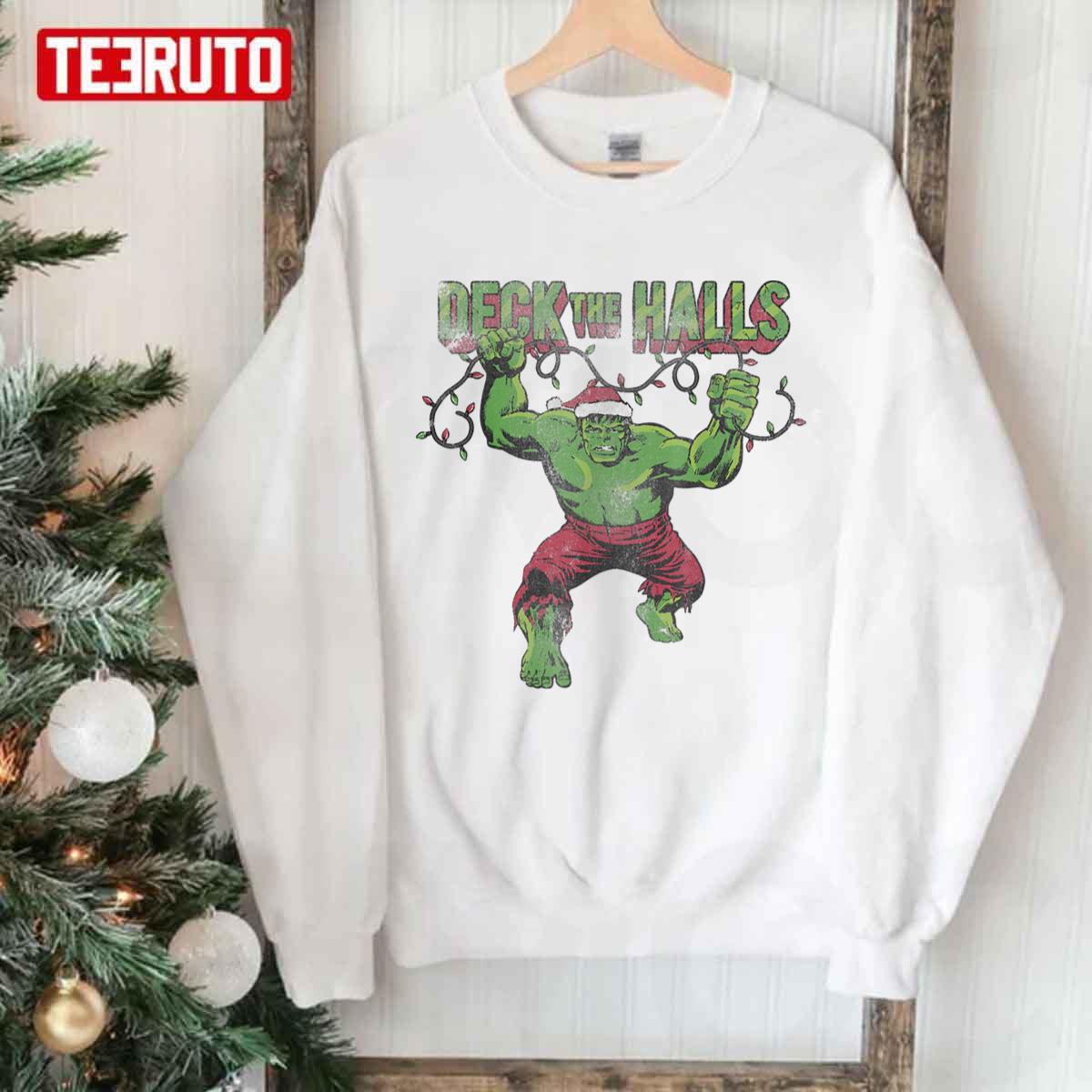 Christmas Hulk Deck The Halls Portrait Unisex Sweatshirt