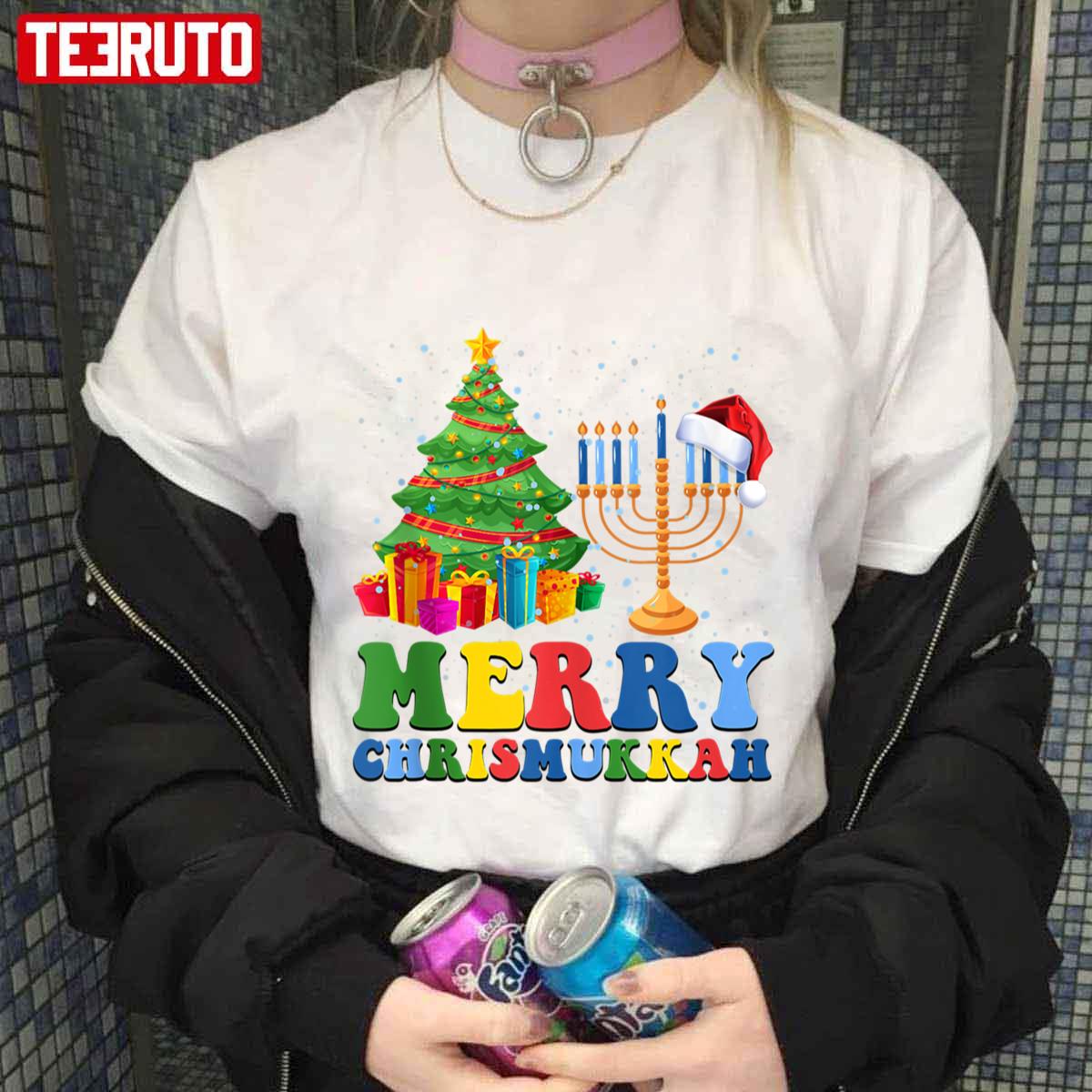 Holidays Merry Chrismukkah Happy Hanukkah Christmas Santa Hat Unisex