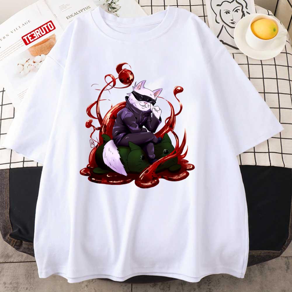 Inspired JJK Jujutsu Kaisen Gojo Satoru Cat Unisex T-Shirt