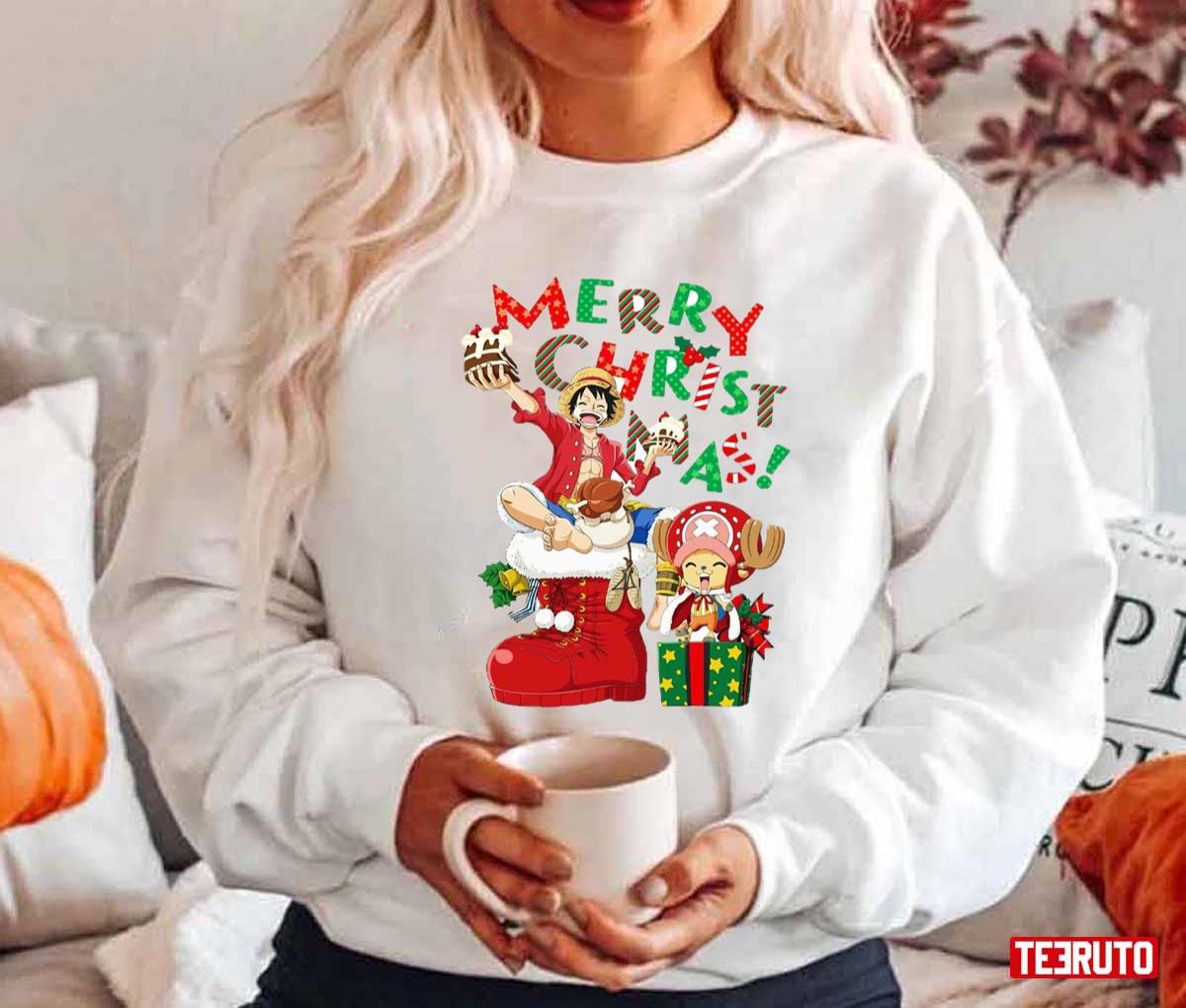 Merry Christmas From Luffy And Chopper One Piece Luffy And Chopper One Piece  Anime Unisex Sweatshirt - Teeruto