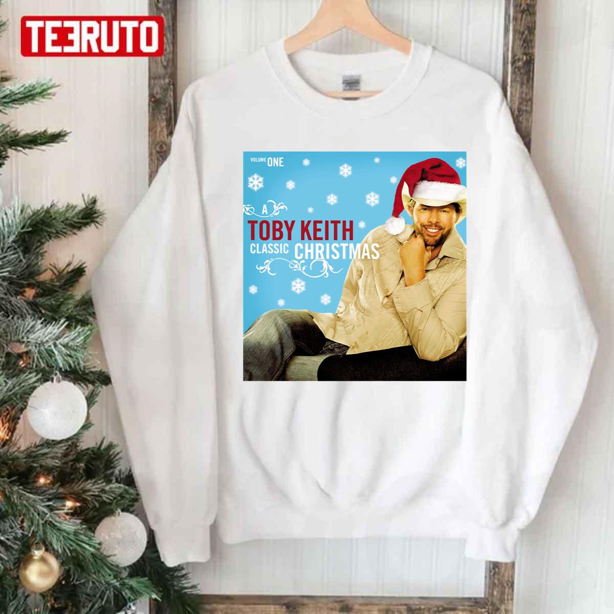 Mery Xmas With Toby Keith Wearing Santa Hat Unisex Sweatshirt