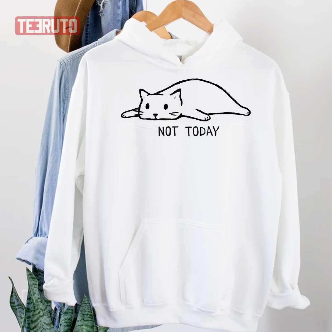 Not Today Lazy Cat Lineart Unisex Hoodie