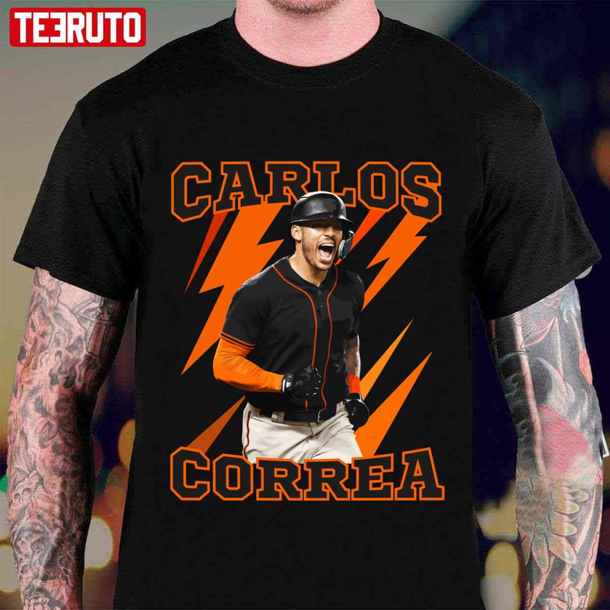 Orange Thunder Baseball Carlos Correa Design Unisex T-Shirt - Teeruto