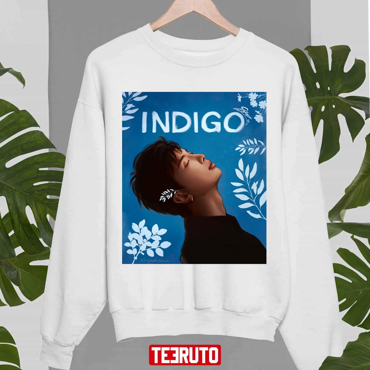 Wild Flower Indigo RM Flowerwork Long Sleeve Shirt Sweatshirt Sweater BTS Kim Namjoon Gift Stocking Stuffers Kpop Wildflower