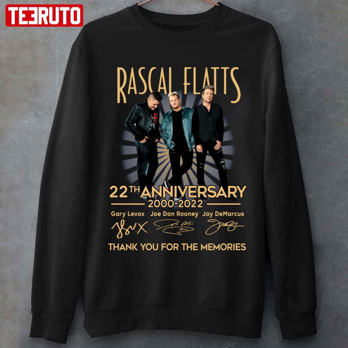 Rascal Flatts 22th Anniversary 2000 2022 Thank You For The Memories Signatures Unisex Sweatshirt