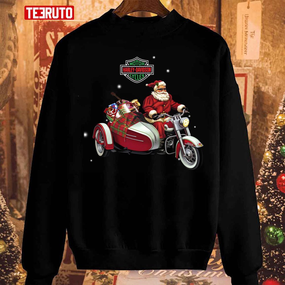 Santa Riding Harley Motorbike Christmas Unisex Sweatshirt - Teeruto