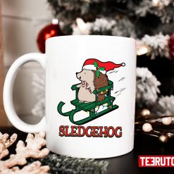 Sledgehog Christmas Cute Hedgehog Sled Holiday Graphic 11 oz Ceramic