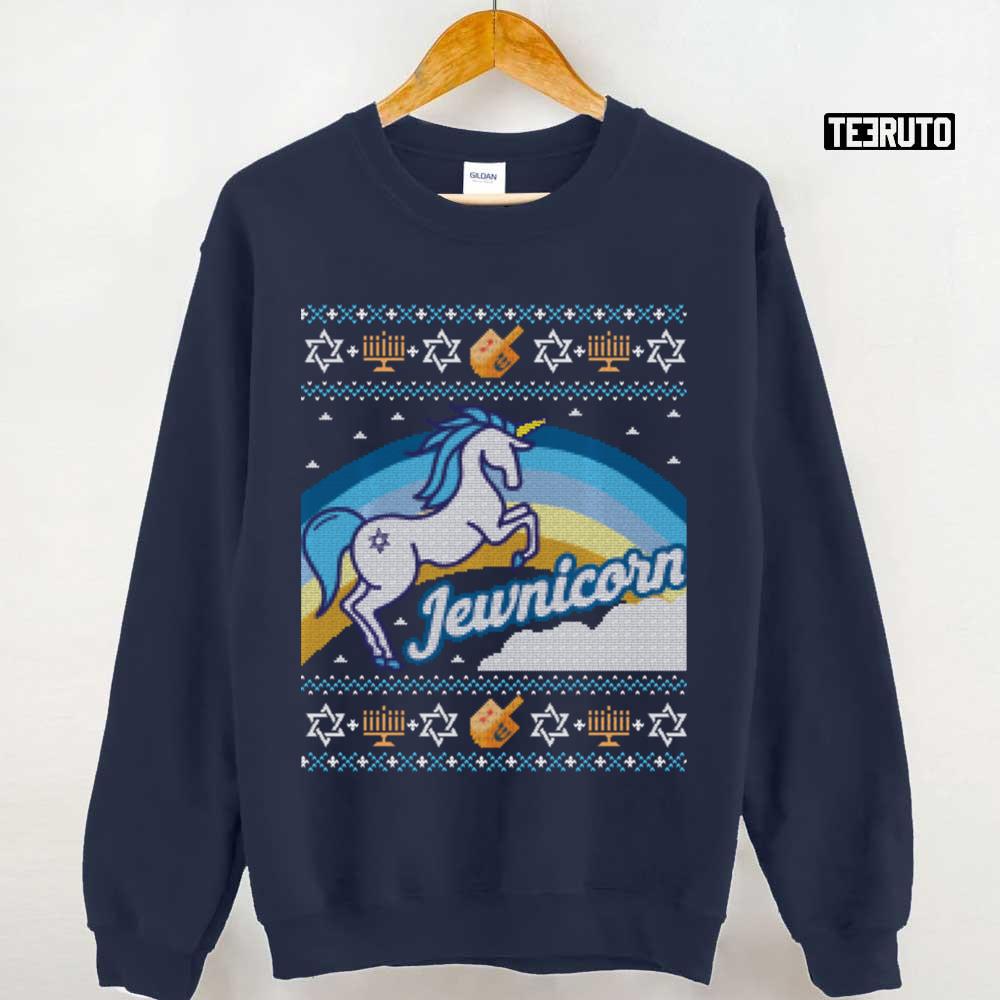 Unicorn Jewnicorn Gift Funny Ugly Hanukkah Sweater Unisex Sweatshirt