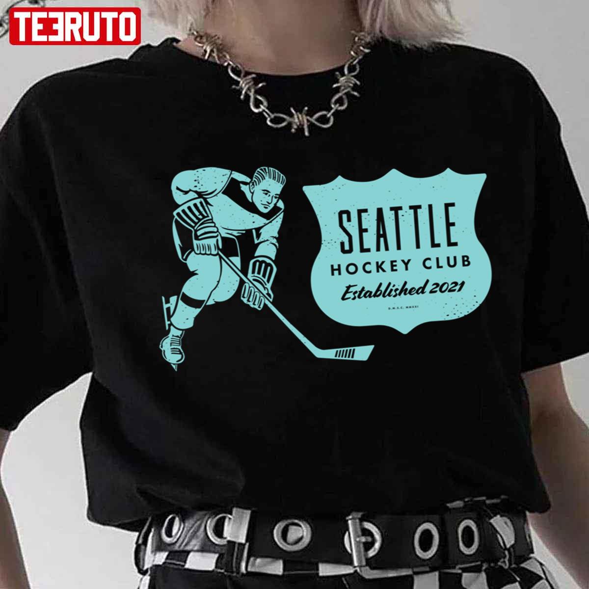 Vintage Hockey Seattle Kraken Blue Seattle Wordmark Unisex T-Shirt