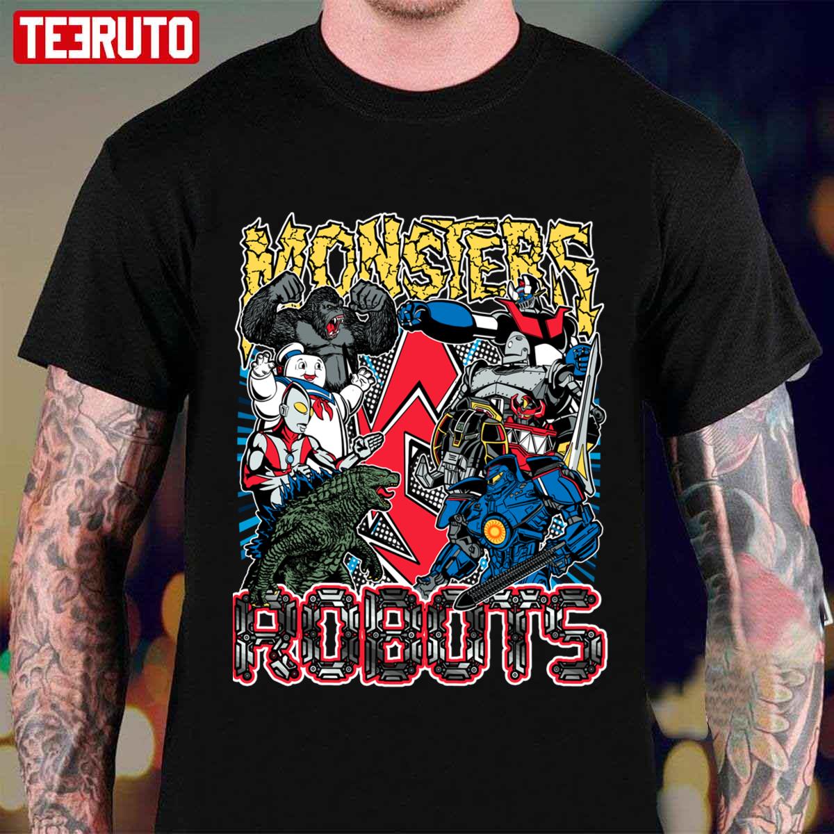 Vintage Monsters Vs Robots Unisex T-Shirt