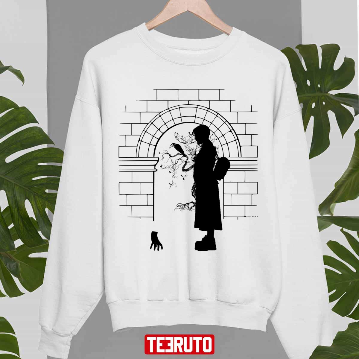 Wednesday Addams And Thing Line Art Unisex Sweatshirt