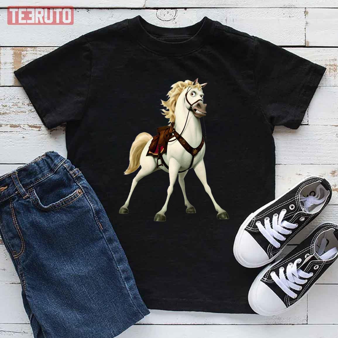 White Horse Cute In Tangled Flynn Rider Unisex T-Shirt