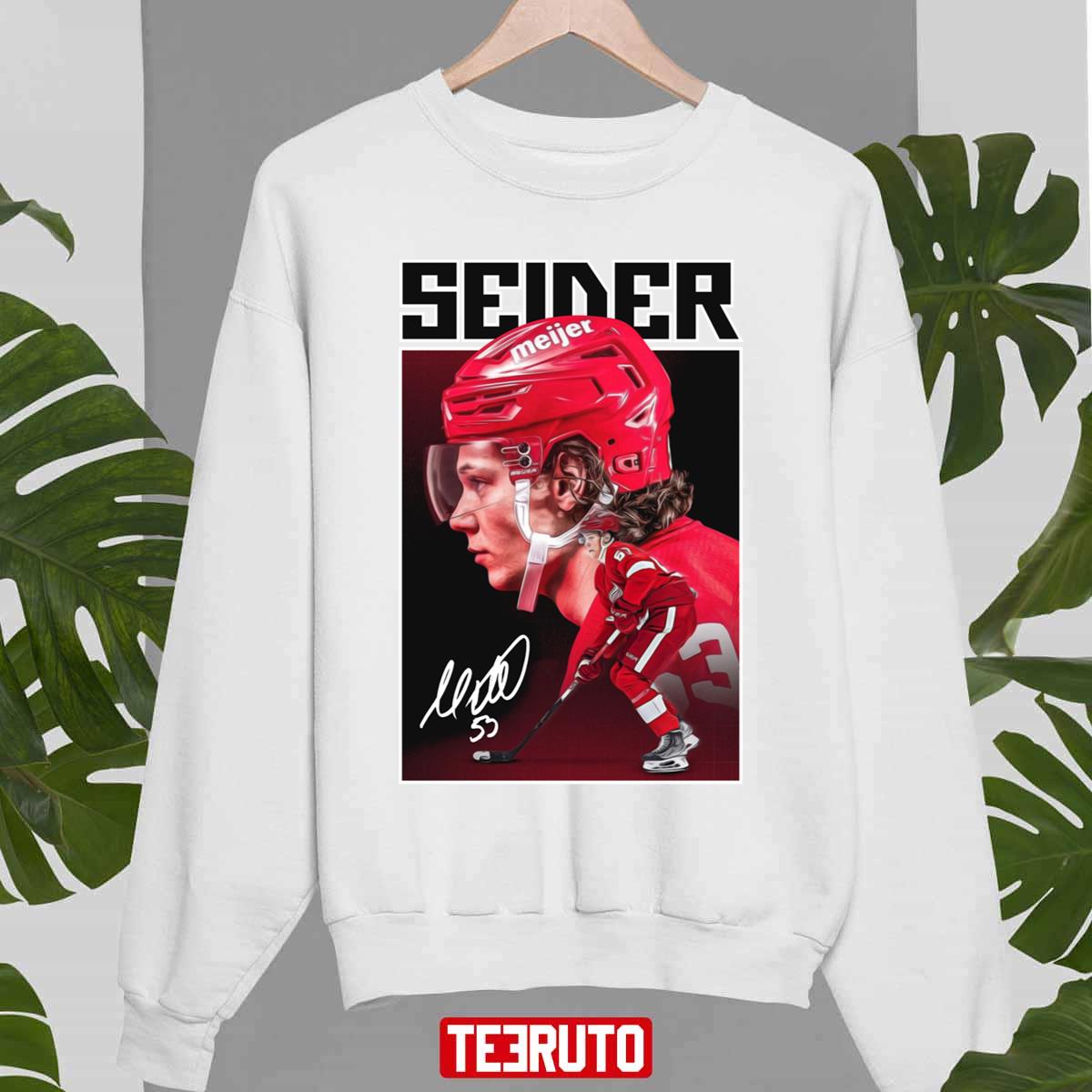 White Signature Moritz Seider Detroit Red Wings Unisex Sweatshirt