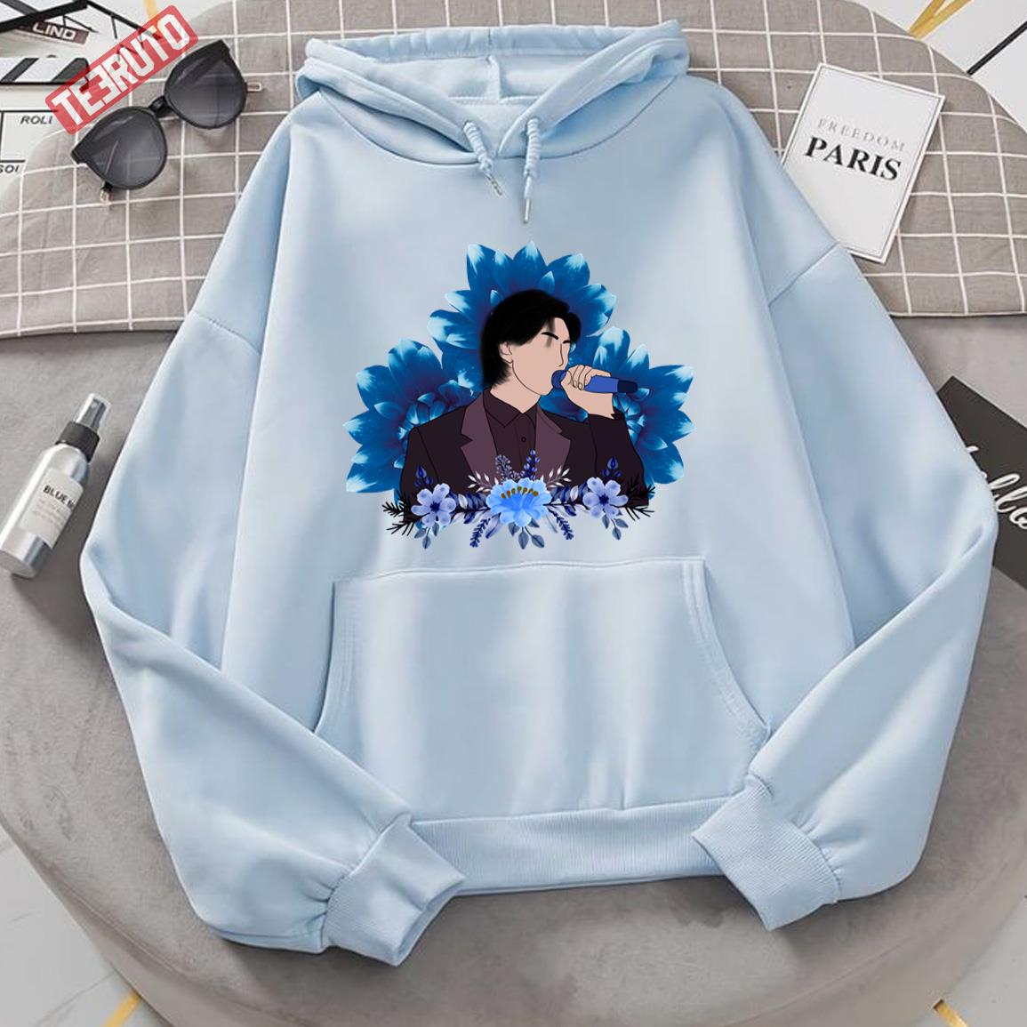 Wild Flower Illustration Indigo Album By BTS RM Namjoon Unisex Hoodie