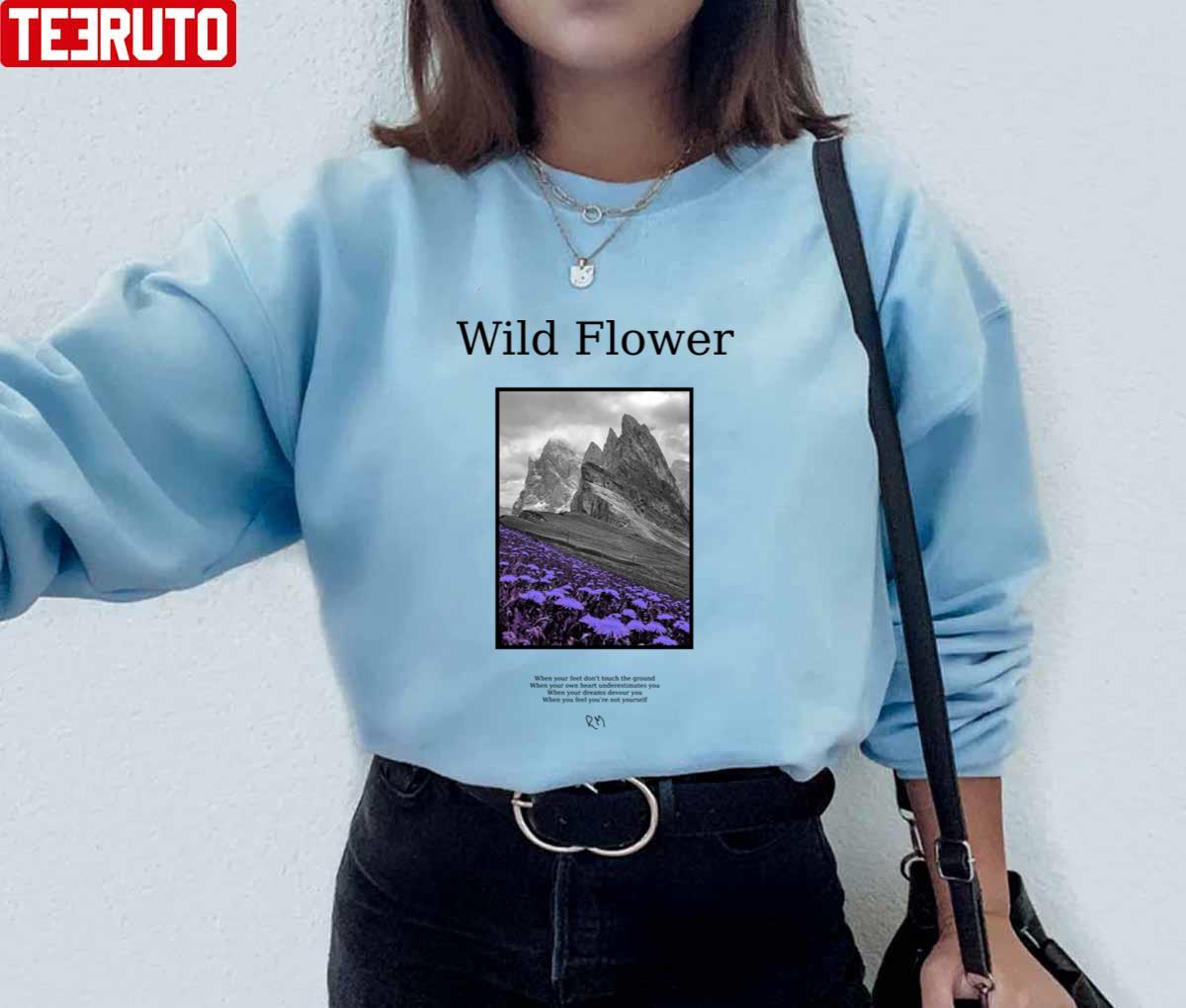 Wild Flower Indigo RM Flowerwork Long Sleeve Shirt Sweatshirt Sweater BTS Kim Namjoon Gift Stocking Stuffers Kpop Wildflower