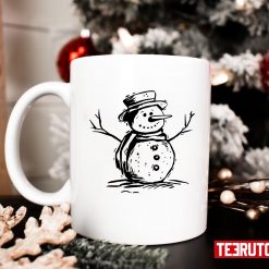 Winter Funny Holiday Christmas Cute Drawing Snowman 11 oz Ceramic