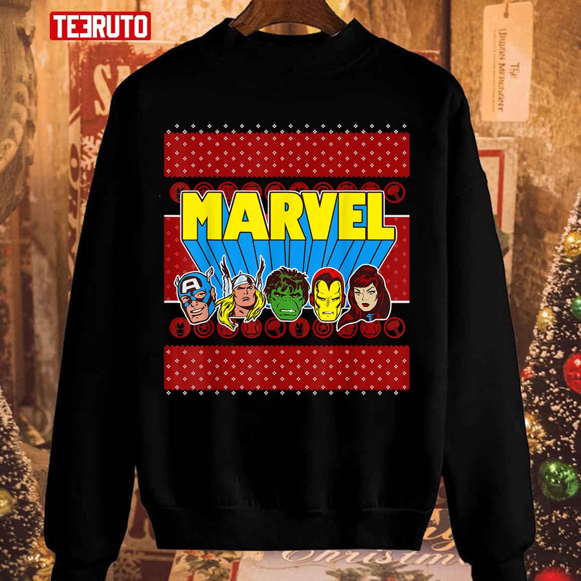 Xmas Ugly Christmas Sweater Marvel Characters Unisex Sweatshirt