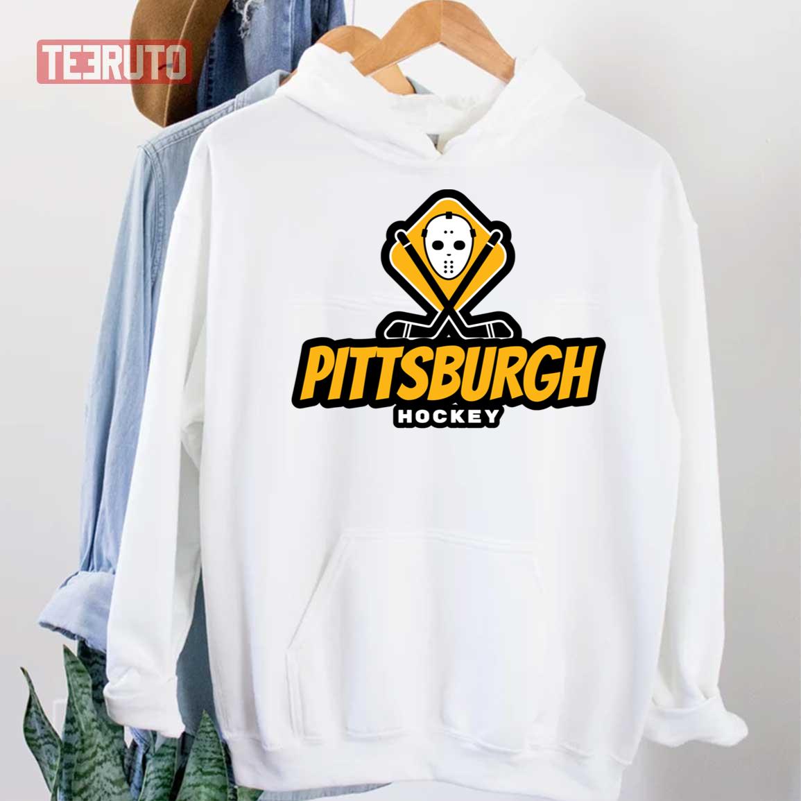 Yellow Logo Pittsburgh Penguins Hockey Unisex Hoodie