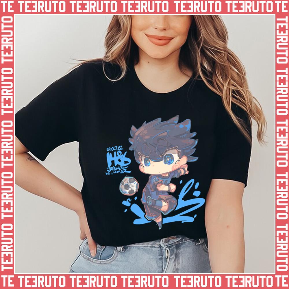 Yoichi Isagi Playing Football Blue Lock Chibi Unisex T-Shirt