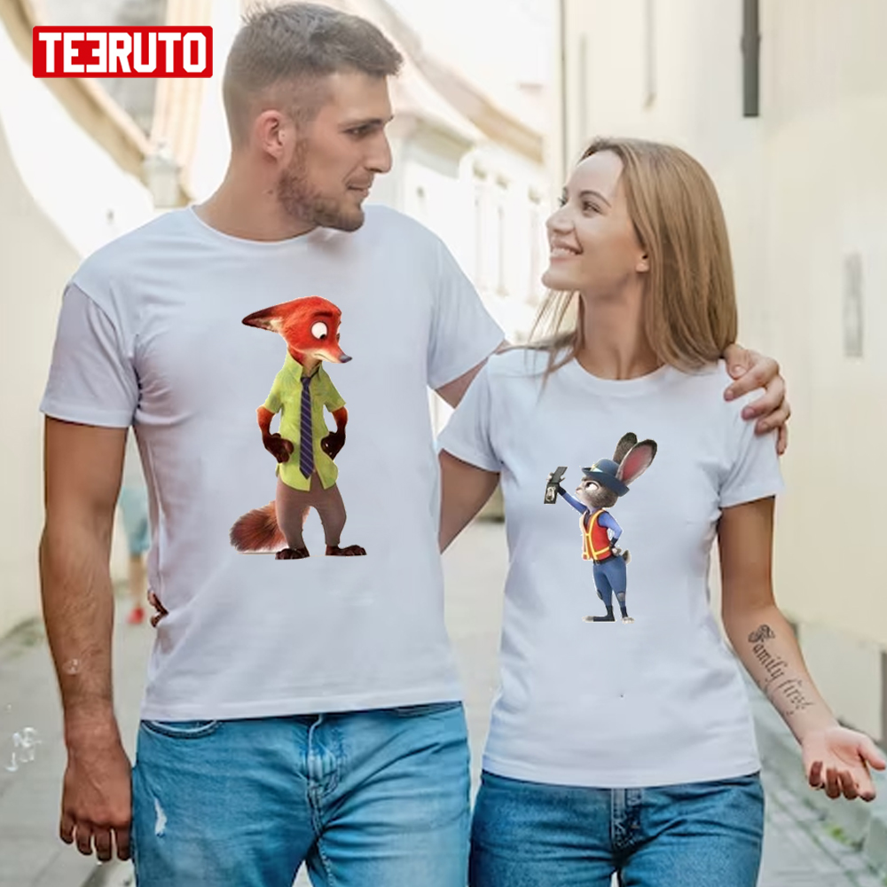 A Cute Couple Zootopia Nick And Judy Design Valentine’s Day Unisex T-Shirt