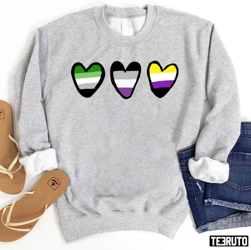 Aroaceenby Hearts Lgbtq Pride Month Unisex Sweatshirt