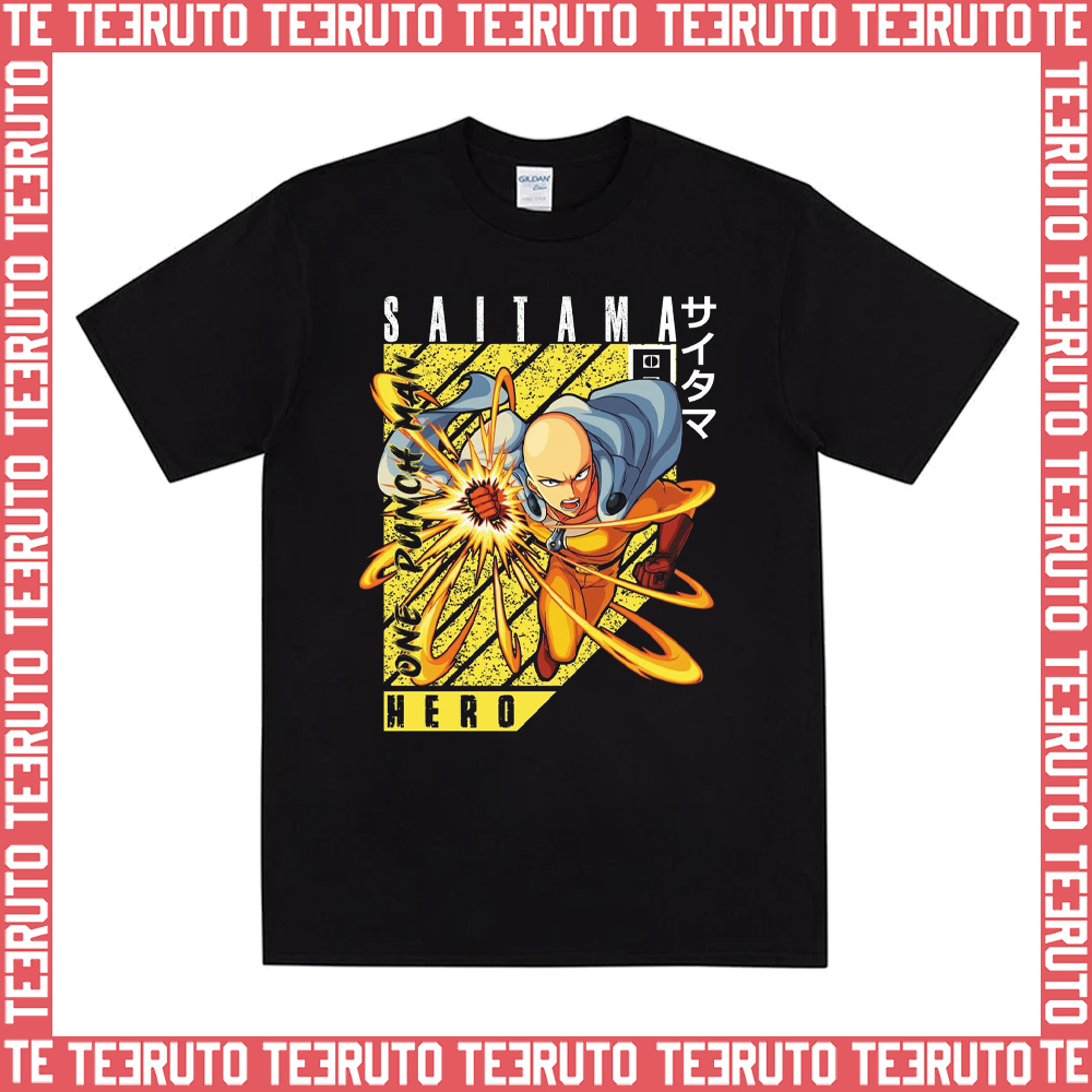 Black Design Saitama One Punch Man Anime Character Unisex T-Shirt