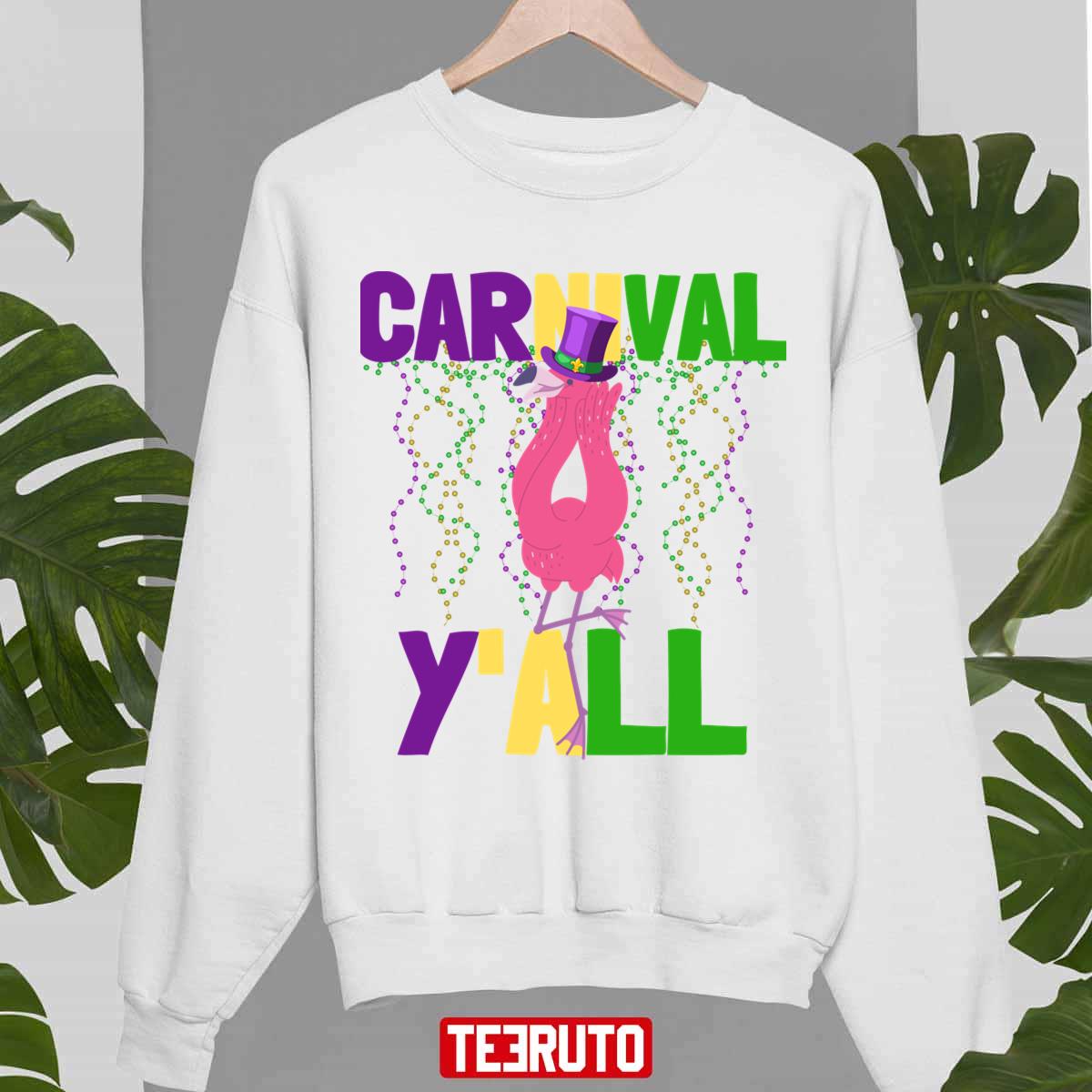 Carnival Y’all Funny Mardi Gras Flamingo Costume Unisex Sweatshirt