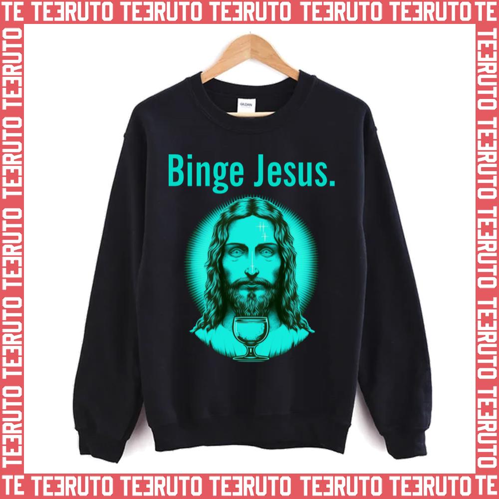 Christian Aqua Blue Sarcastic Bible Binge Jesus Funny Unisex Sweatshirt